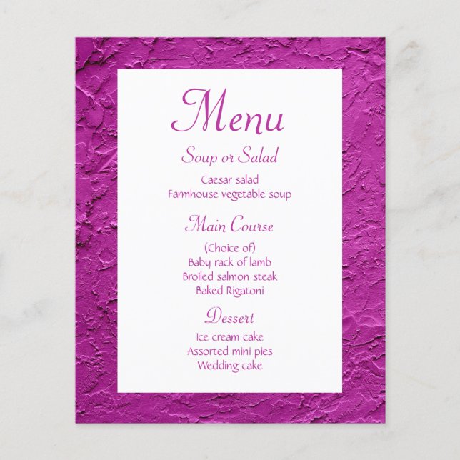 Elegante Purple Menu Weding Stucco Modern (Frente)