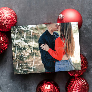 Elegante Quadro de Alegria Deco Cartão de Natal co
