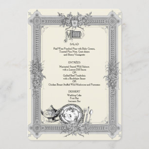 Elegante, Quadro Vitoriano, Menu Casamento vintage