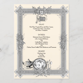 Elegante, Quadro Vitoriano, Menu Casamento vintage