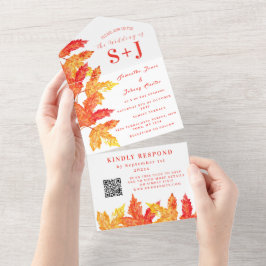 Elegante Queda Aquarela Laranja Deixa RSVP Casamen