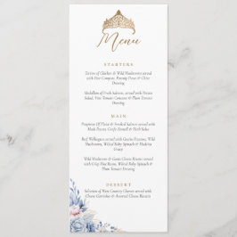 Elegante Quinceanera Dourada Tiara Menu Floral