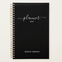 Elegante Rascunho Semanais Mensal Preto Planejador