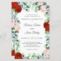 Elegante Red Blush Rosa Greenery Convite para Casa