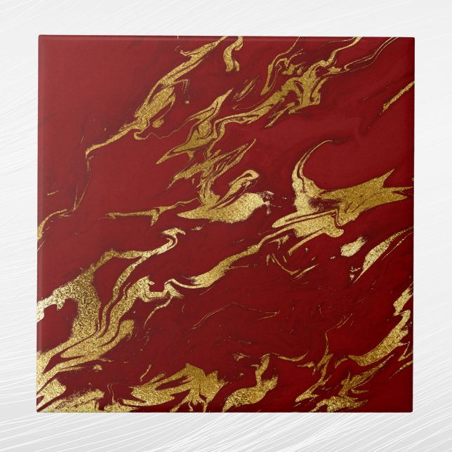 Elegante Red Dourado Faux Marble Christmas (Criador carregado)