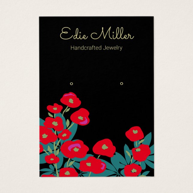 Elegante Red Floral Script Orelha (Frente)