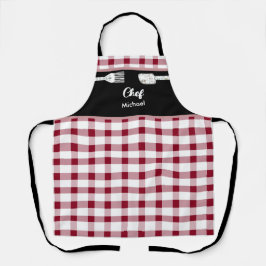 Elegante Red Gingham Apron | Ideia de presente de 