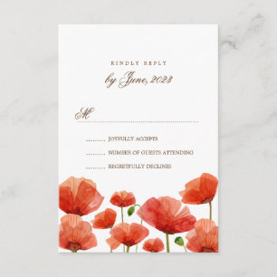 Elegante Red Poppy Flowers Casamento RSVP