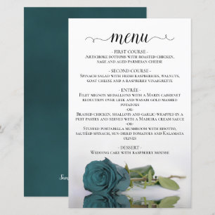 Elegante Refletindo Rosa de Teal Menu Casamento de