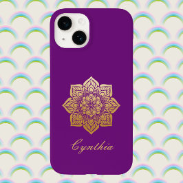 Elegante Respira Roxo e Dourado Mandala