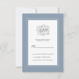 Elegante Resposta de Casamento Azul Empoeirado com