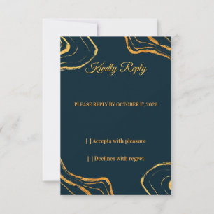 Elegante resposta de casamento Azul Royal Navy e D