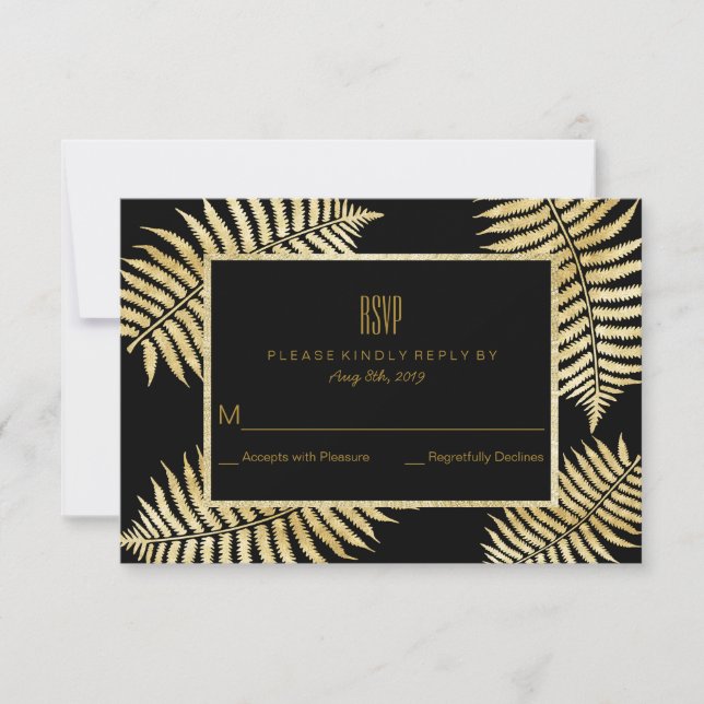 Elegante Resposta de Casamento com Folhas de Feto  (Frente)