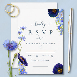 Elegante Resposta de Casamento Floral Azul de Verã