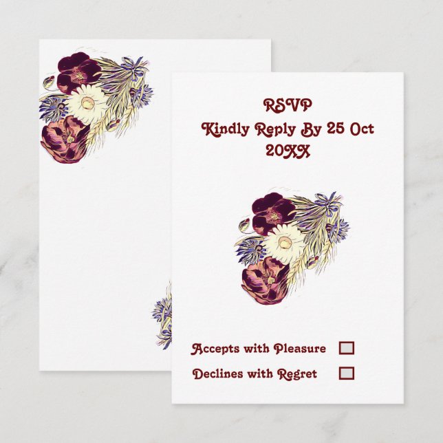 Elegante Resposta de Casamento Floral Rústica Amor (Frente/Verso)