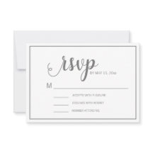 Elegante Resposta de Casamento Moderno Branco Cinz
