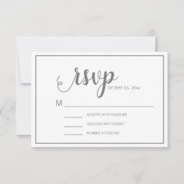 Elegante Resposta de Casamento Moderno Branco Cinz