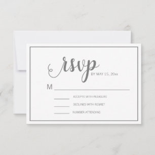 Elegante Resposta de Casamento Moderno Branco Cinz