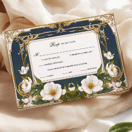Elegante Resposta de Casamento Vintage em Azul Nav