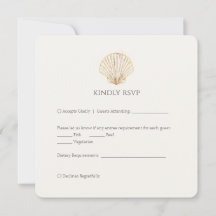Elegante Resposta para Casamento Creme Concha de O