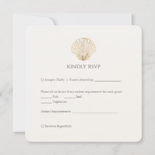 Elegante Resposta para Casamento Creme Concha de O