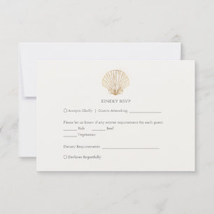 Elegante Resposta para Casamento Creme Concha de O