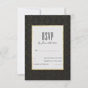 Elegante Resposta para Casamento em Dourado e Pret
