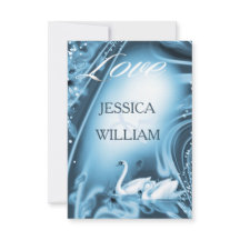 Elegante Romântico Blue Swan Love Weding RSVP