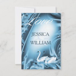 Elegante Romântico Blue Swan Love Weding RSVP