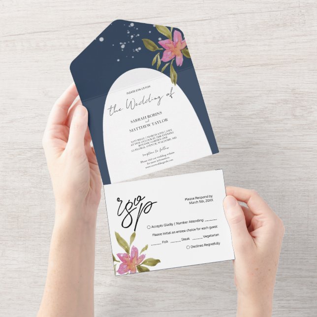 Elegante Romântico Boho Watercolor Floral (Aba destacável)