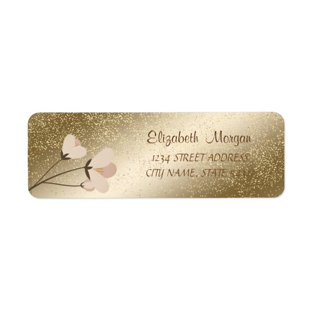Elegante  Romântico,Confetes  Flores  Etiqueta de  (Frente)