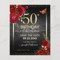 Elegante Rosa 50º Aniversário Salve o Orçamento de