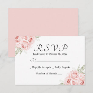 Elegante Rosa Aquarela Rosa Floral Casamento RSVP