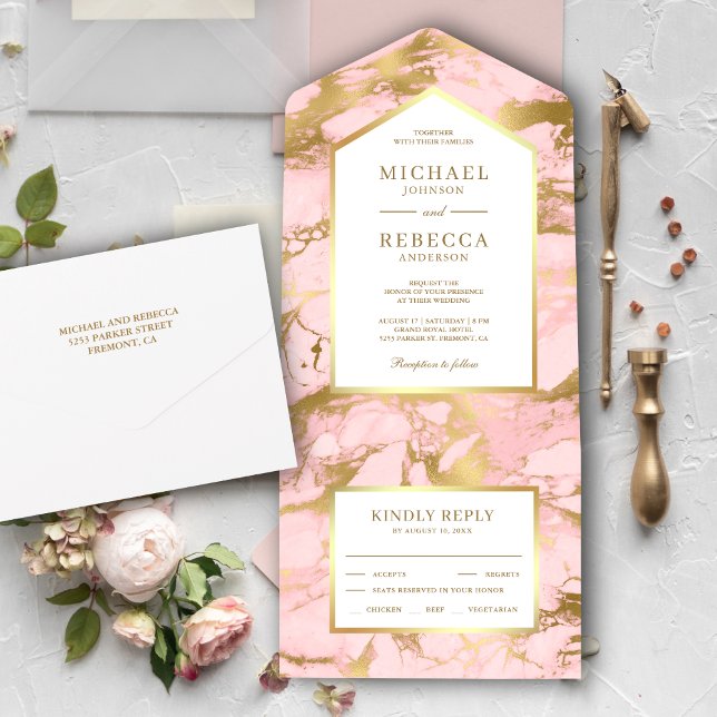 Elegante Rosa Bege Mármore Dourado Falso Folha Cas (Criador carregado)