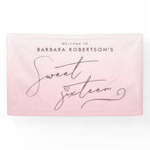 Elegante Rosa Bege Ombre Script Doce Dezesseis