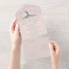 Elegante Rosa Blush Folha de Coração Árvore Casame