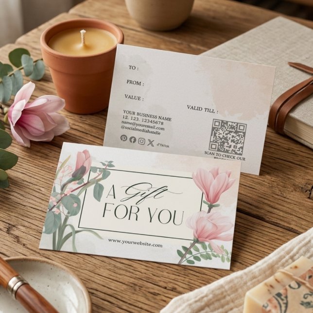 Elegante Rosa Branco Floral Um Presente Para Você (Criador carregado)