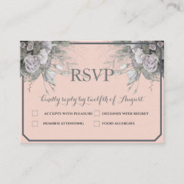 Elegante Rosa Cinza e Cinza Menu Escolha RSVP Cart