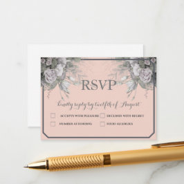 Elegante Rosa Cinza e Cinza Menu Escolha RSVP Cart