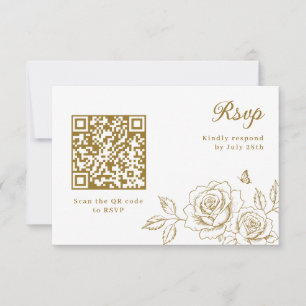 Elegante Rosa Dourada QR Code de RSVP para Quincea