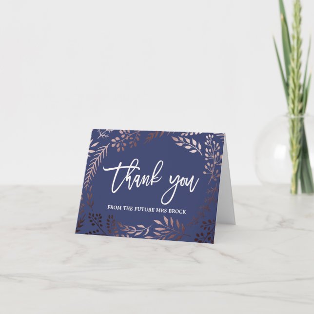 Elegante Rosa Dourado Agradecimento do Futuro Sra. (Frente)