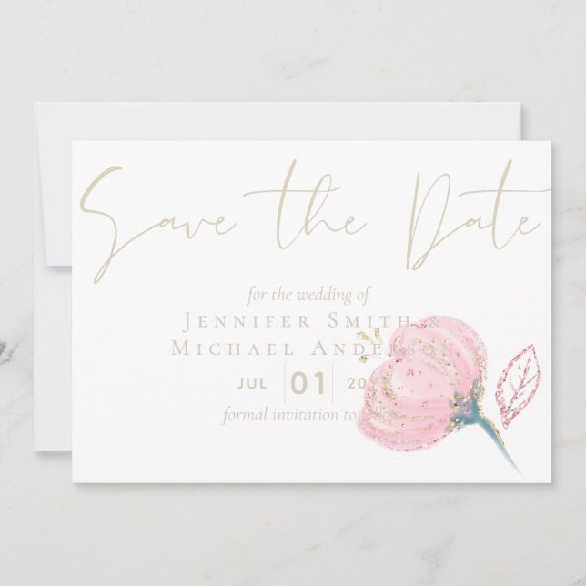 Elegante Rosa Dourado Disparador de Casamento Mode (Frente)