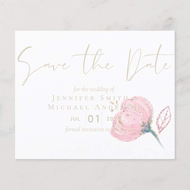 Elegante Rosa Dourado Disparador de Casamento Mode (Frente)