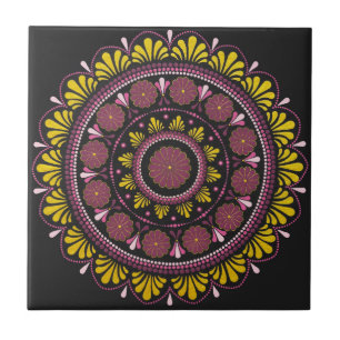 Elegante rosa Dourado Mandala, Boho Zen Dot Art Fl