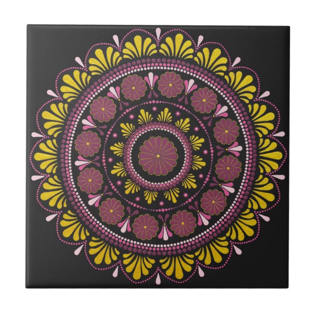 Elegante rosa Dourado Mandala, Boho Zen Dot Art Fl (Frente)
