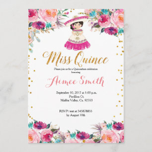 Elegante rosa Dourado Mis Quince convite