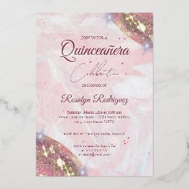 Elegante rosa e Dourada Quinceañera Aniversário