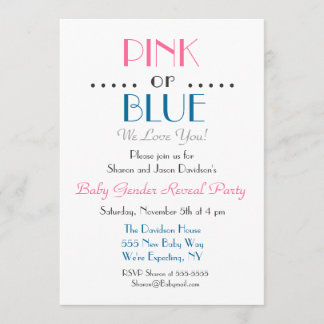 Elegante rosa ou azul Rever Convite