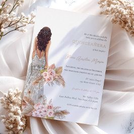 Elegante Rosa Pampas Grass Dress Quinceanera