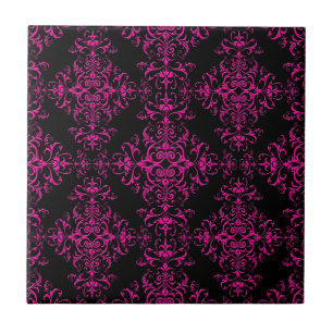 Elegante Rosa Quente e Preto Estilo Vitoriano Dama